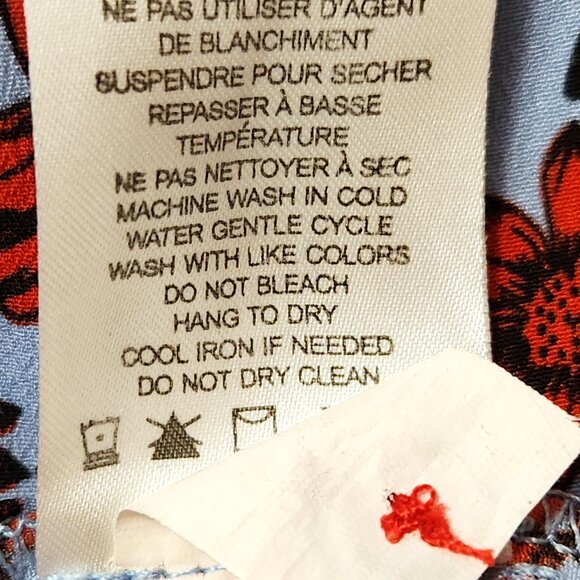 Dalia Blouse Contrasting Bell Sleeves Light Blue & Red Floral Scoop Neck… - Picture 9 of 15